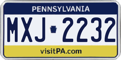 PA license plate MXJ2232