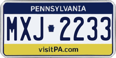 PA license plate MXJ2233
