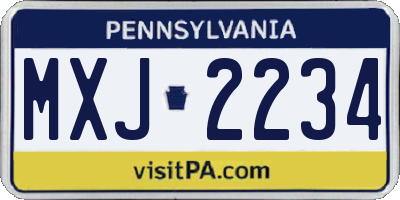 PA license plate MXJ2234