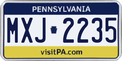 PA license plate MXJ2235