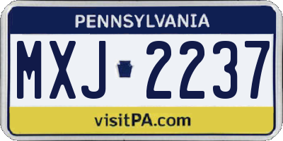 PA license plate MXJ2237