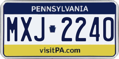 PA license plate MXJ2240