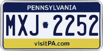 PA license plate MXJ2252