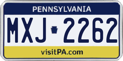 PA license plate MXJ2262