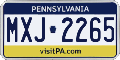 PA license plate MXJ2265