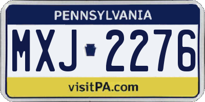 PA license plate MXJ2276
