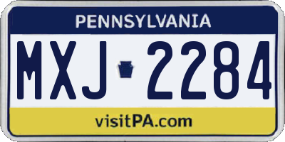 PA license plate MXJ2284
