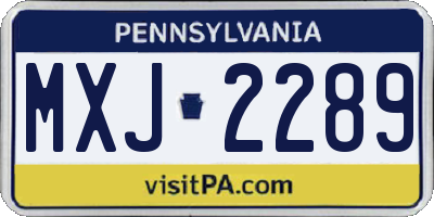 PA license plate MXJ2289