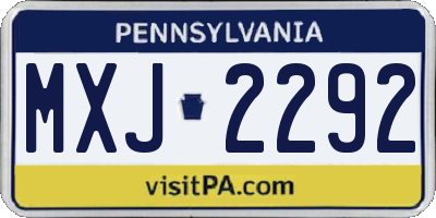 PA license plate MXJ2292