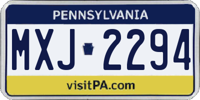 PA license plate MXJ2294