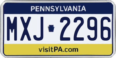 PA license plate MXJ2296