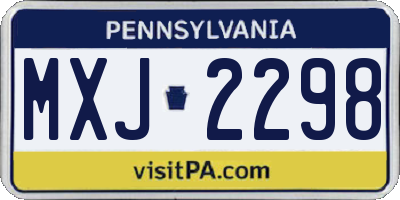 PA license plate MXJ2298