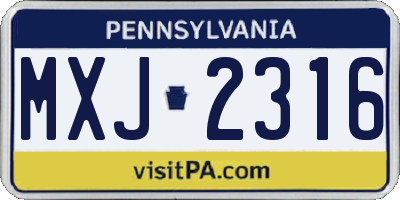 PA license plate MXJ2316