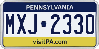 PA license plate MXJ2330