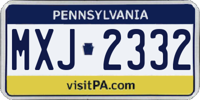 PA license plate MXJ2332