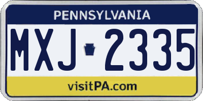 PA license plate MXJ2335