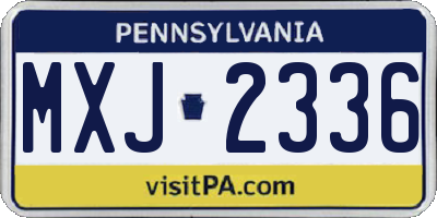 PA license plate MXJ2336