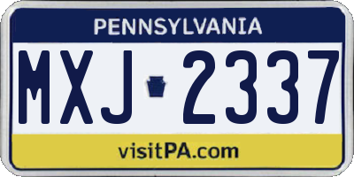 PA license plate MXJ2337