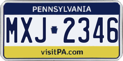 PA license plate MXJ2346