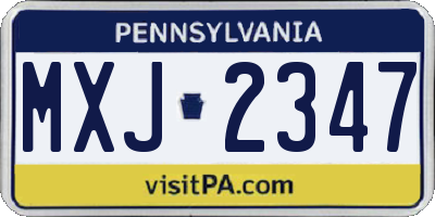 PA license plate MXJ2347