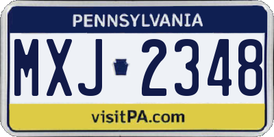 PA license plate MXJ2348