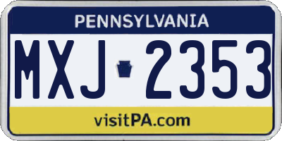 PA license plate MXJ2353
