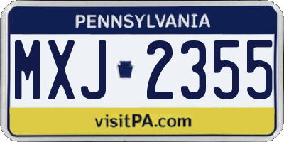 PA license plate MXJ2355