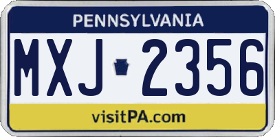 PA license plate MXJ2356