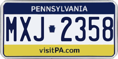 PA license plate MXJ2358