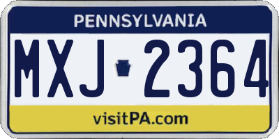 PA license plate MXJ2364