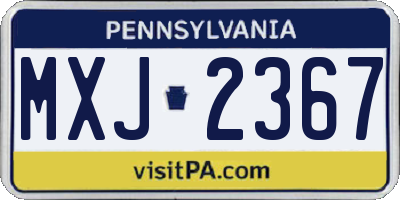 PA license plate MXJ2367