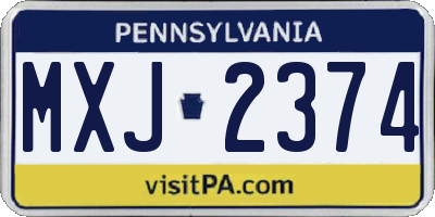 PA license plate MXJ2374