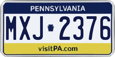 PA license plate MXJ2376