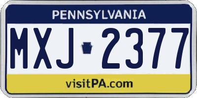 PA license plate MXJ2377