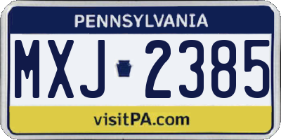 PA license plate MXJ2385