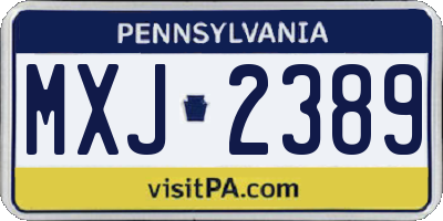 PA license plate MXJ2389