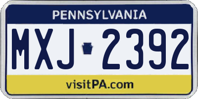 PA license plate MXJ2392