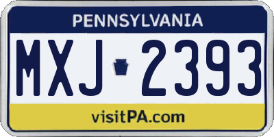 PA license plate MXJ2393