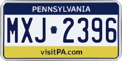 PA license plate MXJ2396