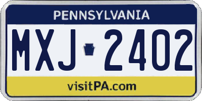 PA license plate MXJ2402