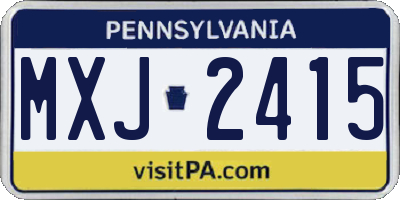 PA license plate MXJ2415