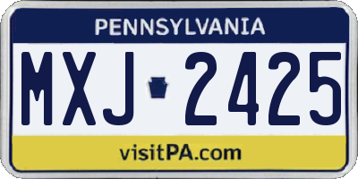 PA license plate MXJ2425