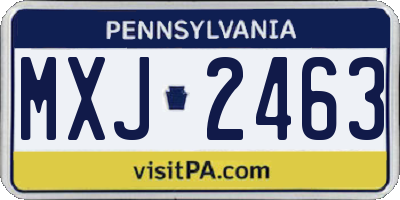 PA license plate MXJ2463