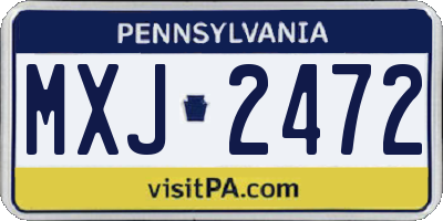PA license plate MXJ2472