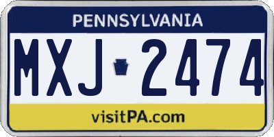 PA license plate MXJ2474