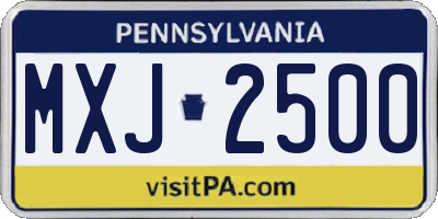 PA license plate MXJ2500