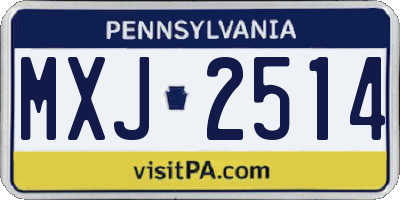 PA license plate MXJ2514
