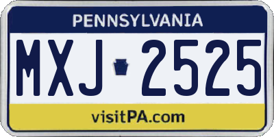 PA license plate MXJ2525