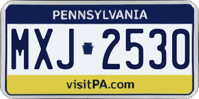 PA license plate MXJ2530