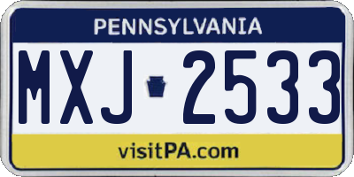 PA license plate MXJ2533